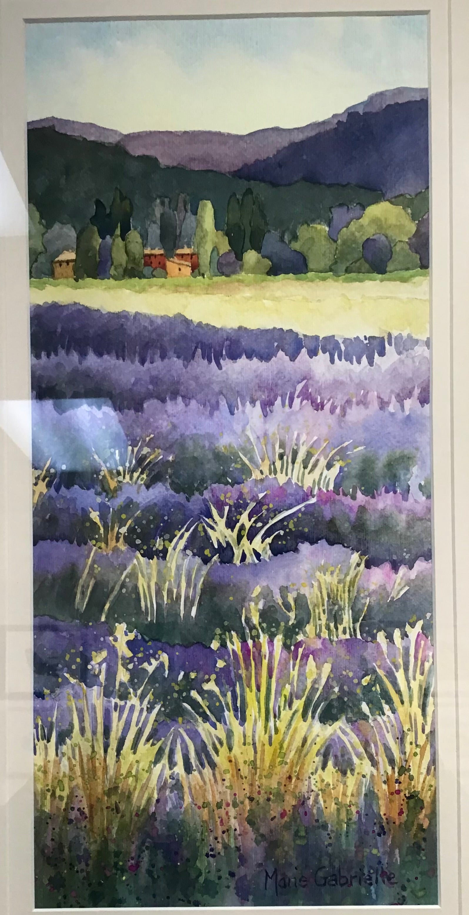 Lavender Rows | Original Framed Watercolor |26 X 14