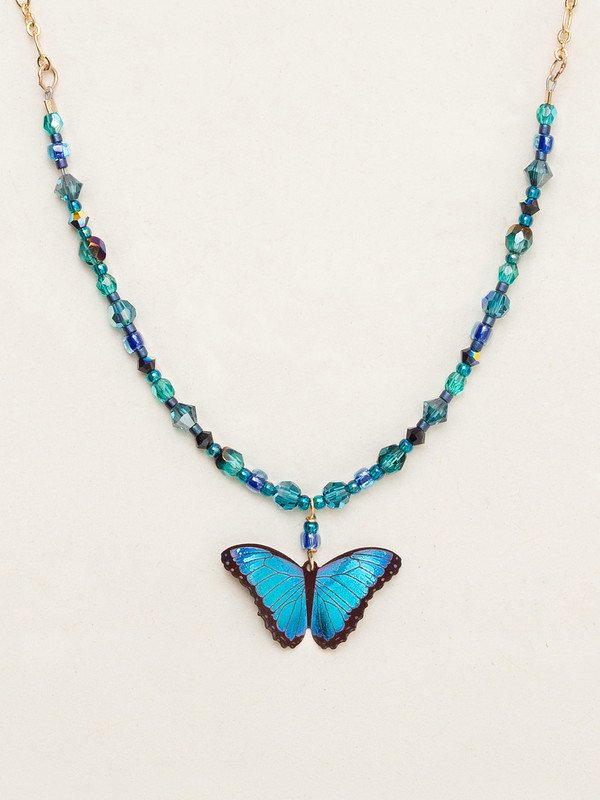 blue butterfly beaded necklace