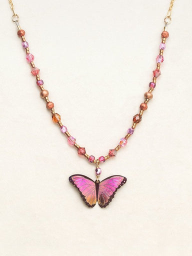 pink butterfly beaded necklace