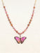 pink butterfly beaded necklace