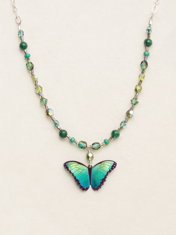 green butterfly beaded necklace