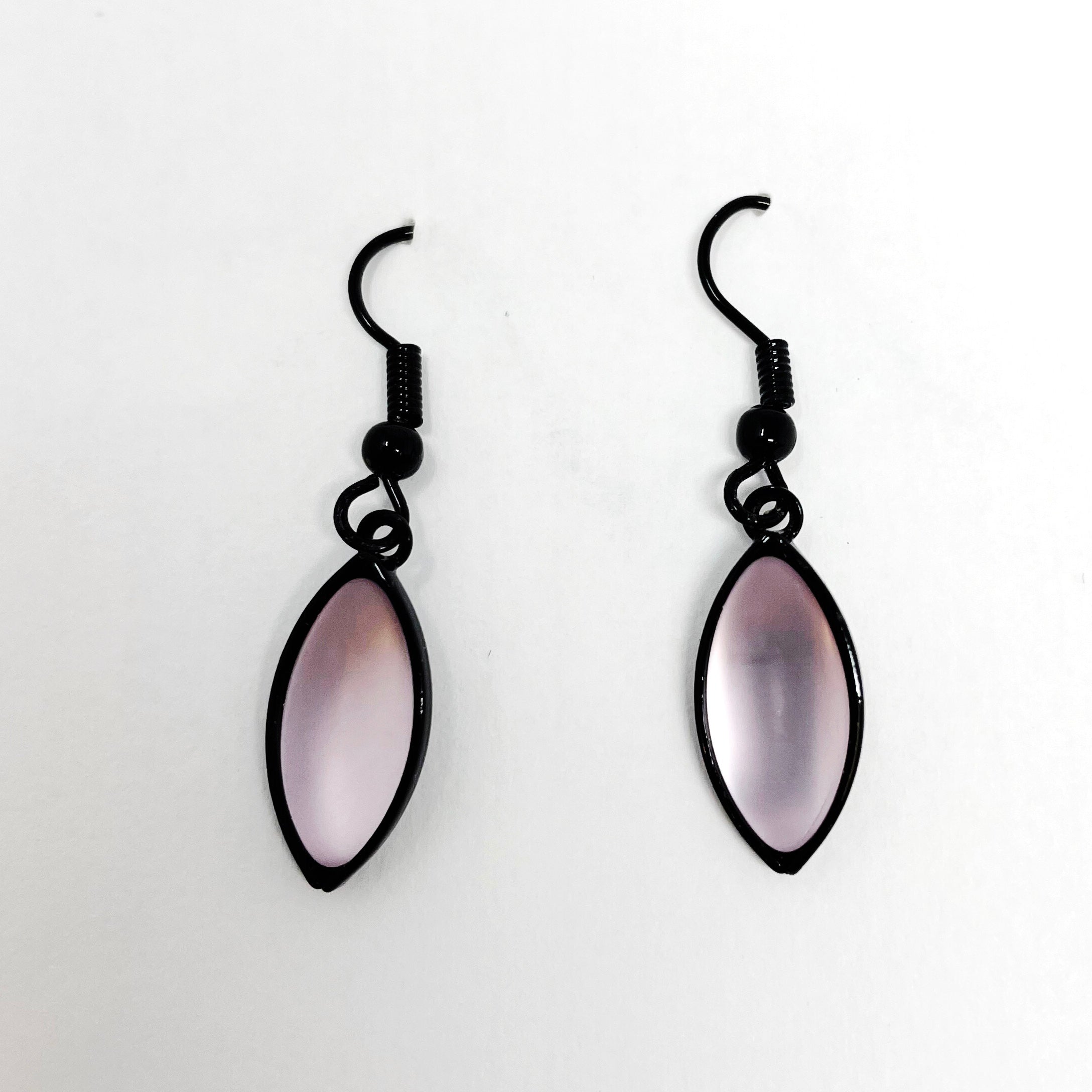 pink oval drop glass beaded earrings