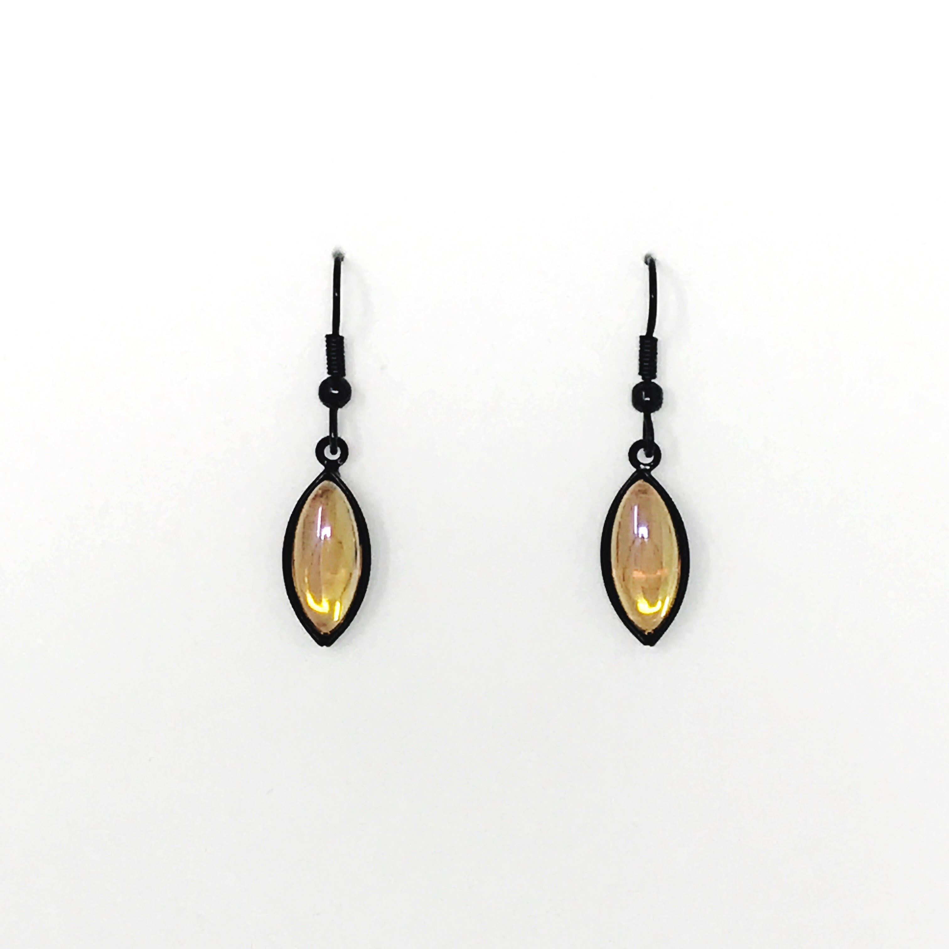 oval drop glass beaded earrings