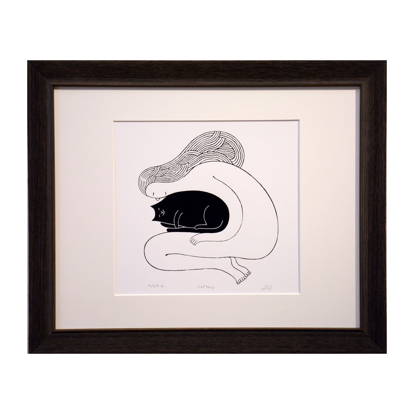 Doug Ross framed cat print
