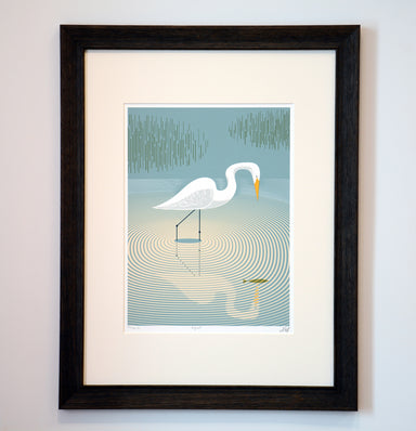 framed Egret print with frame