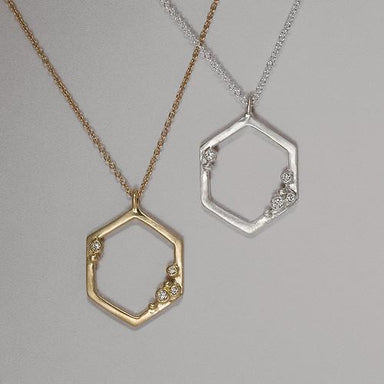 diamond Encrusted Hexagon Necklace