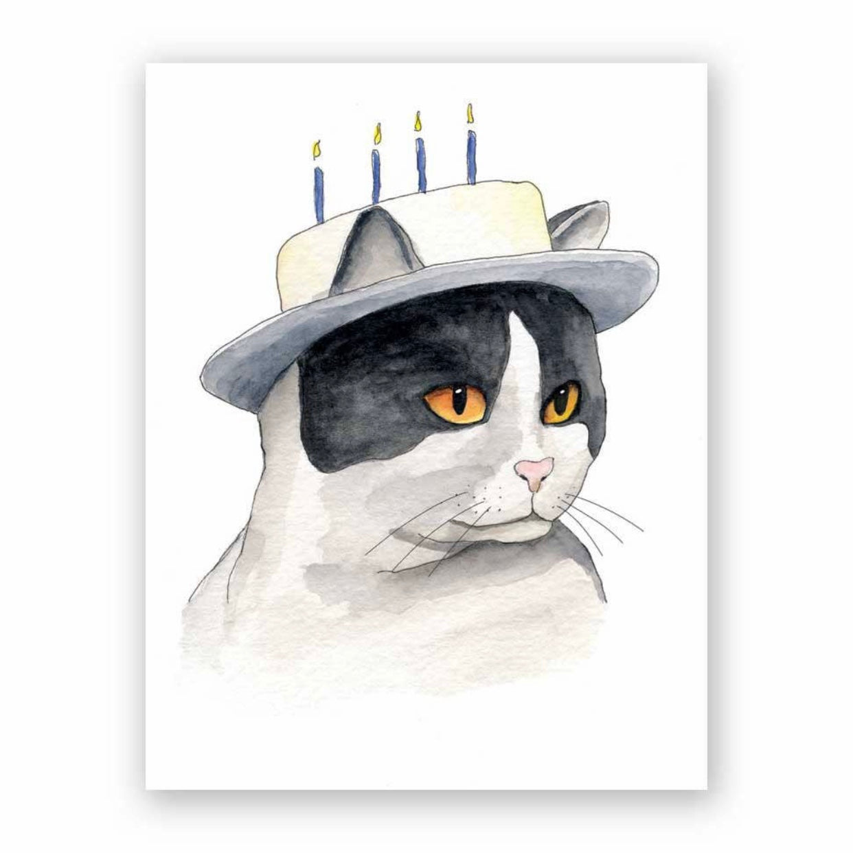 Cat birthday cake greeting card