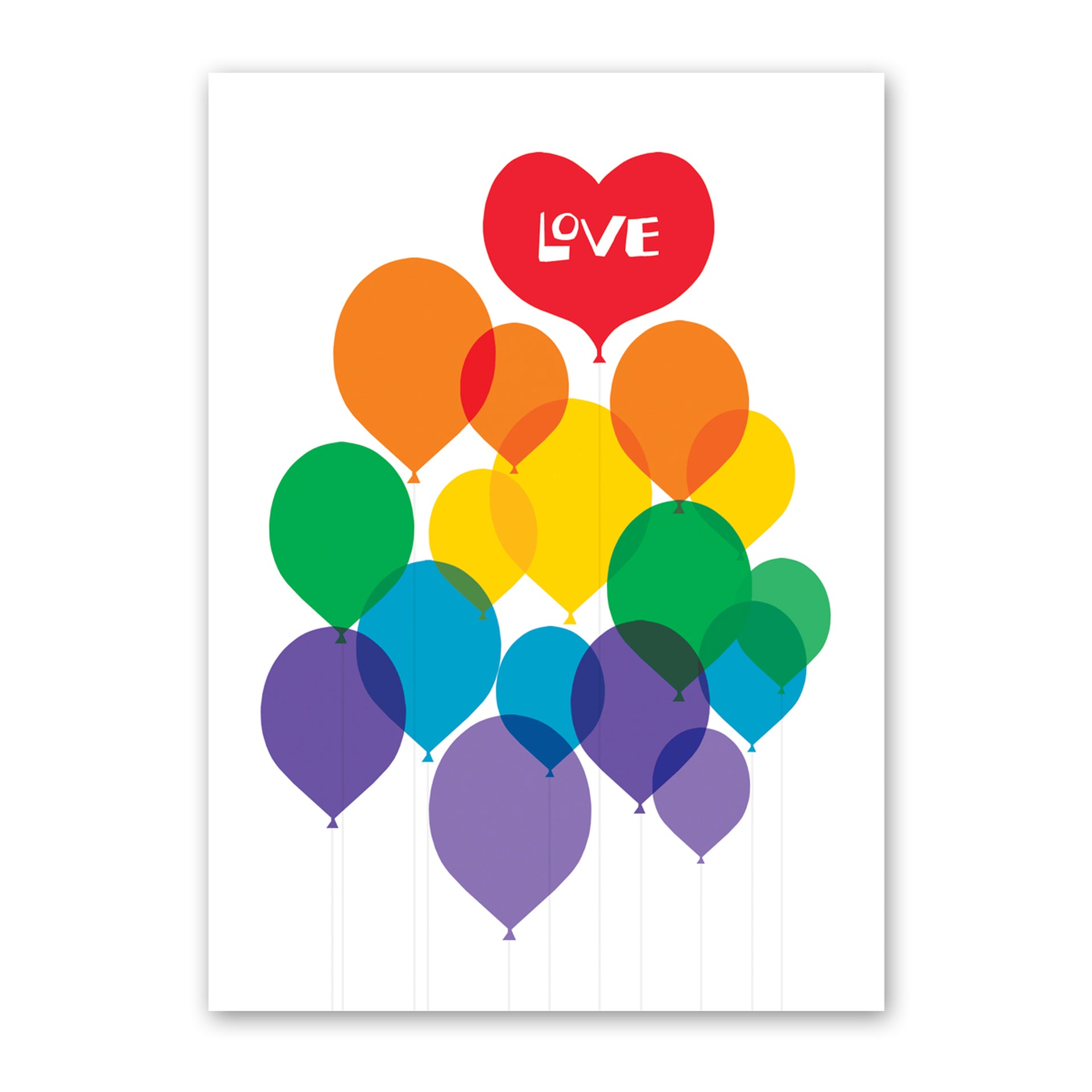 Love rainbow balloons greeting card