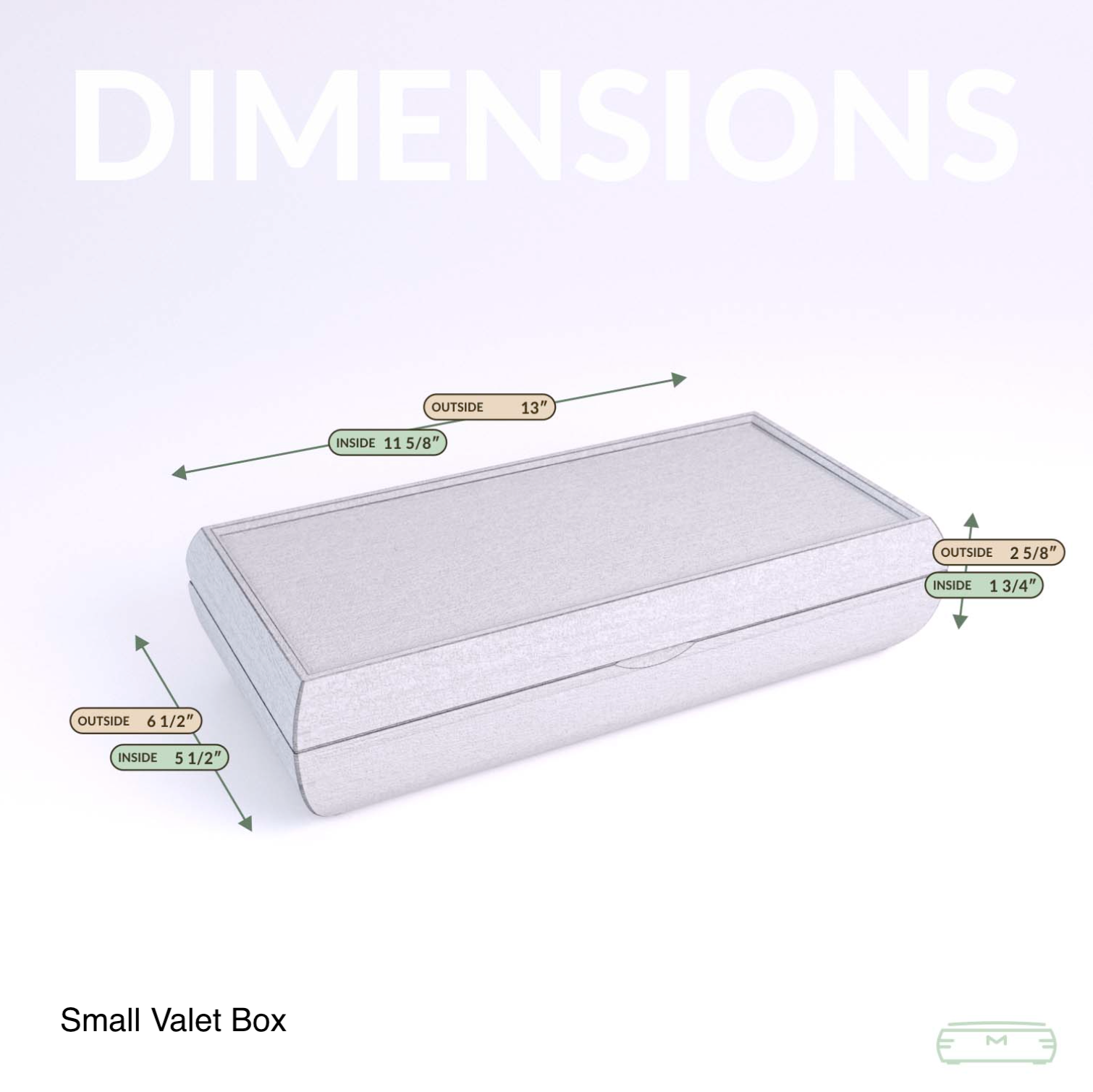 small wood valet box dimensions
