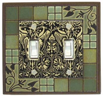 Artistic ceramic light switch plate double wide