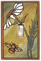 Daisy Bee Ceramic Light Switch Plate