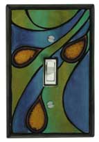 Peacock decorative ceramic light switch plate