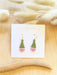 green and pink beaded earrings