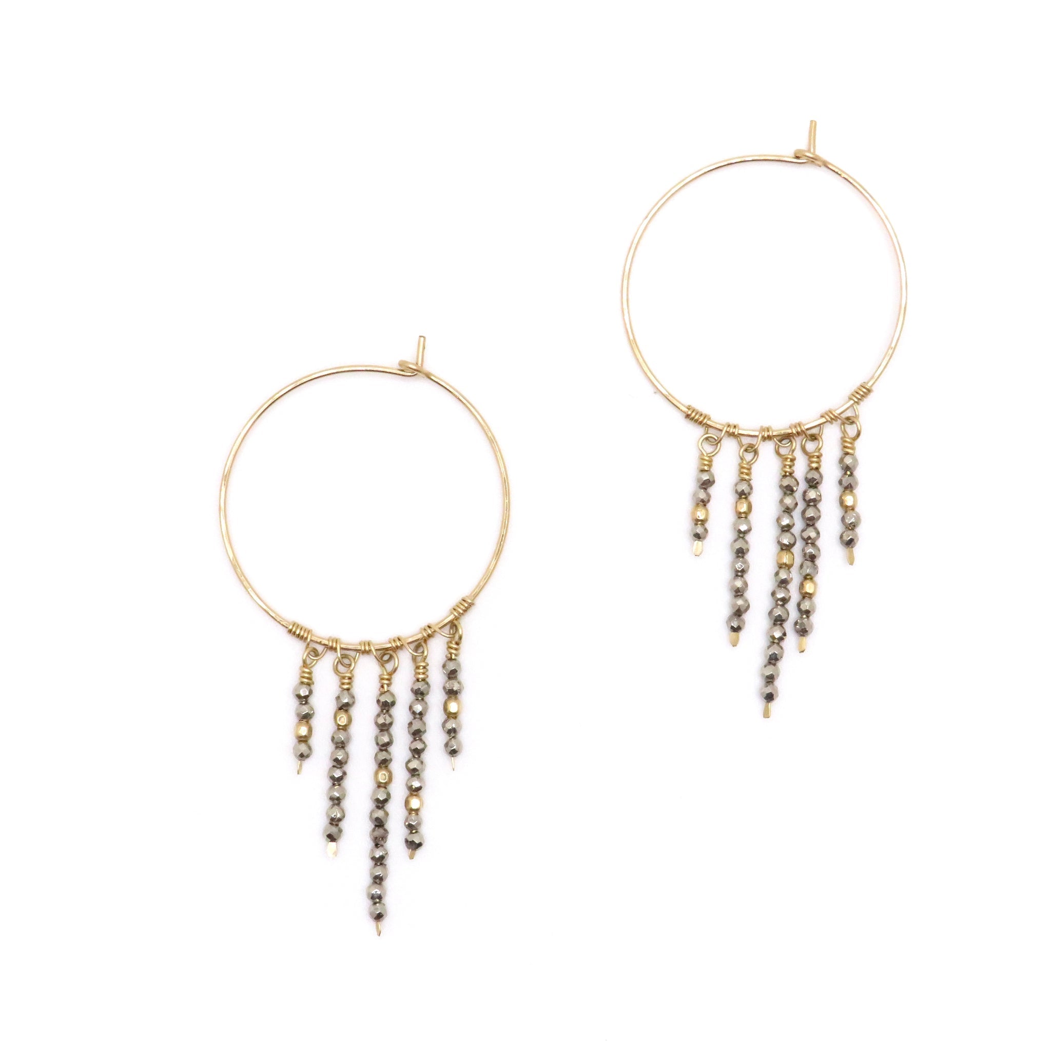 silver stone gold hoop earrings