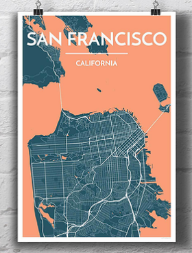 San Francisco California City Map Poster
