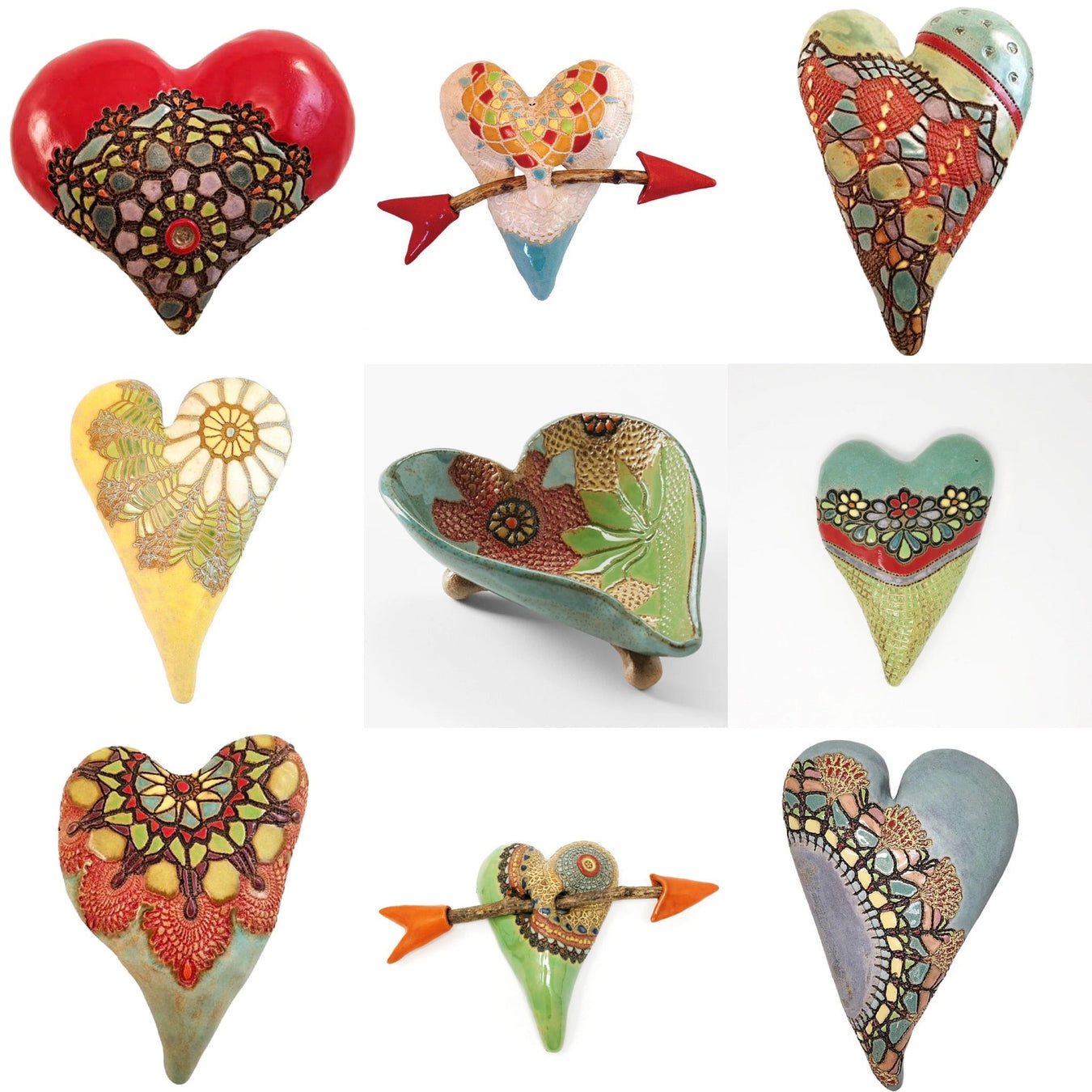 ceramic hearts by Laurie Pollpeter Eskanzi