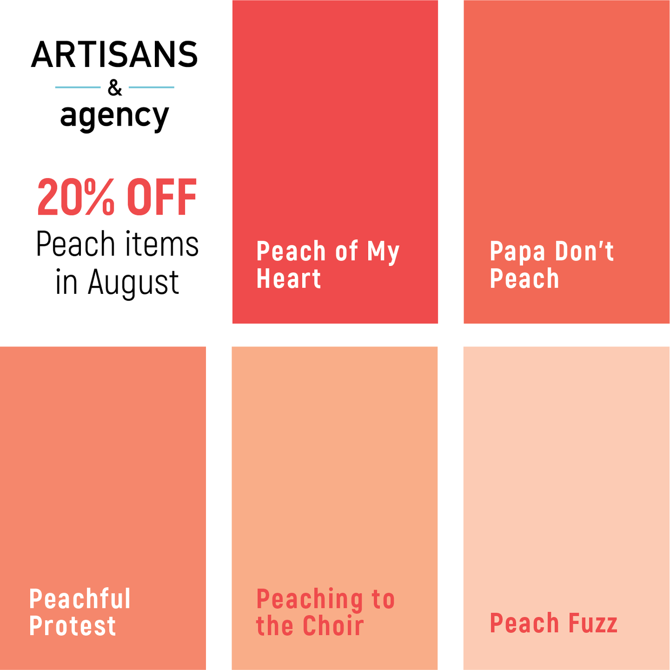 Save 20% August color is Peach