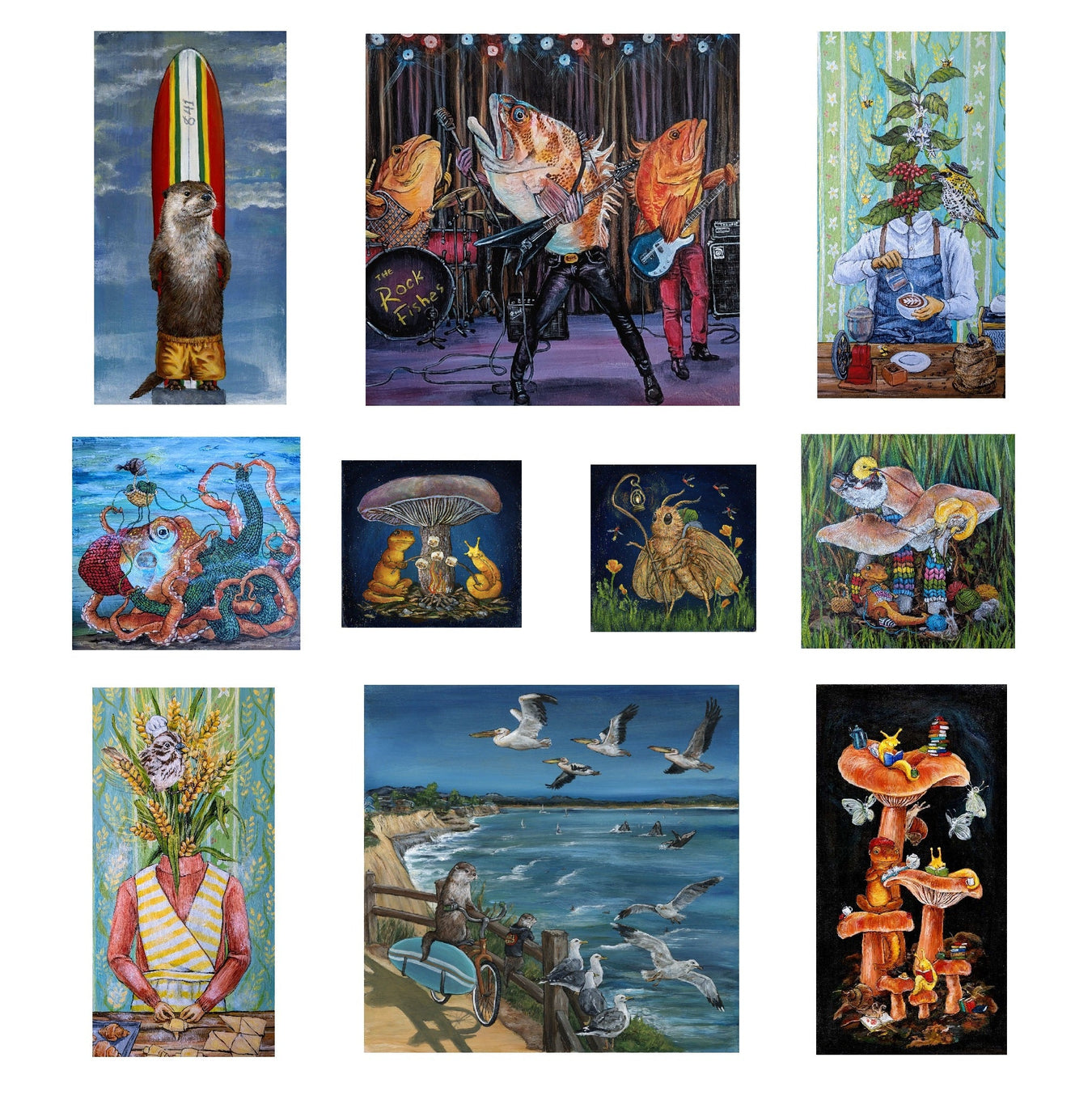 Found object paintings by Diana Hartman