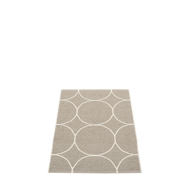 Woven rug with circles vanilla/dark linen
