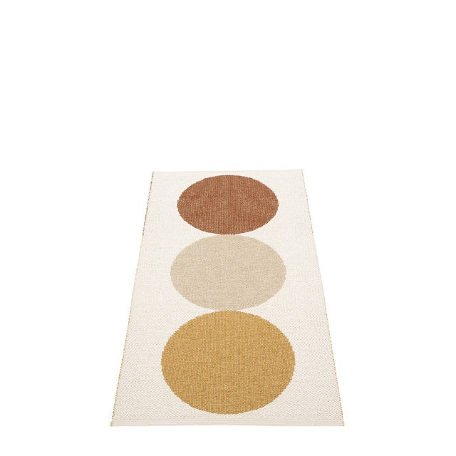 Woven rug with circles harvest & vanilla