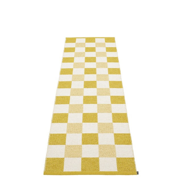 Checkered Woven rug mustard, vanilla & yellow