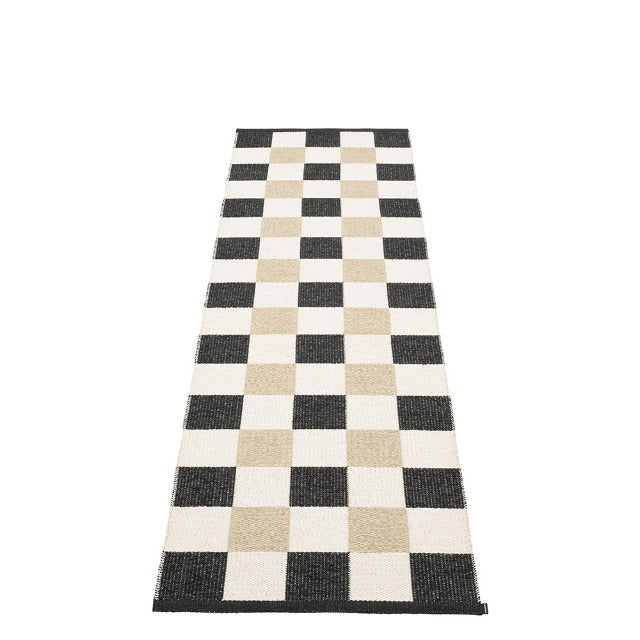 Checkered Woven rug Vanilla, Black & Beige