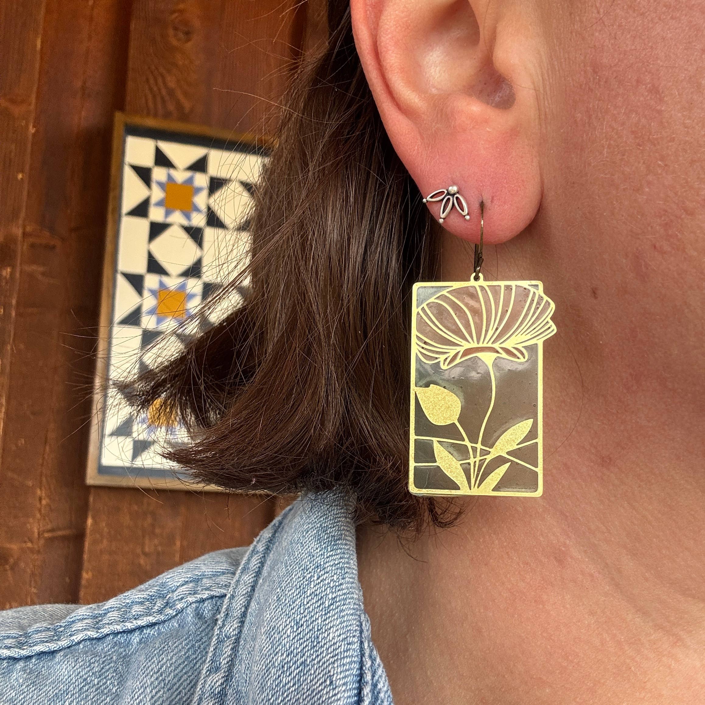 Calendula // stained glass resin earrings