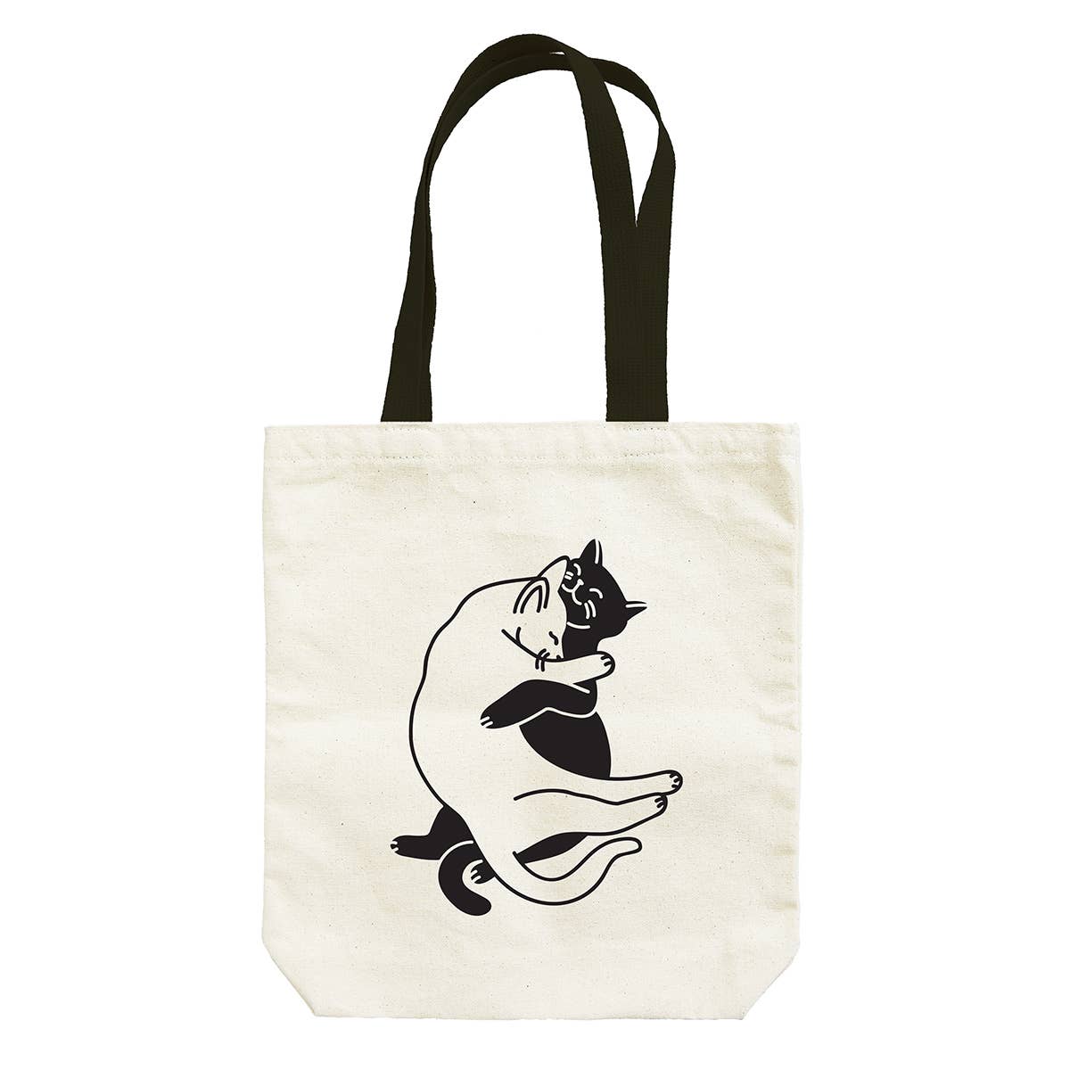 cats snuggling tote bags