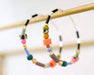 Colorful beaded Gold hoop earrings