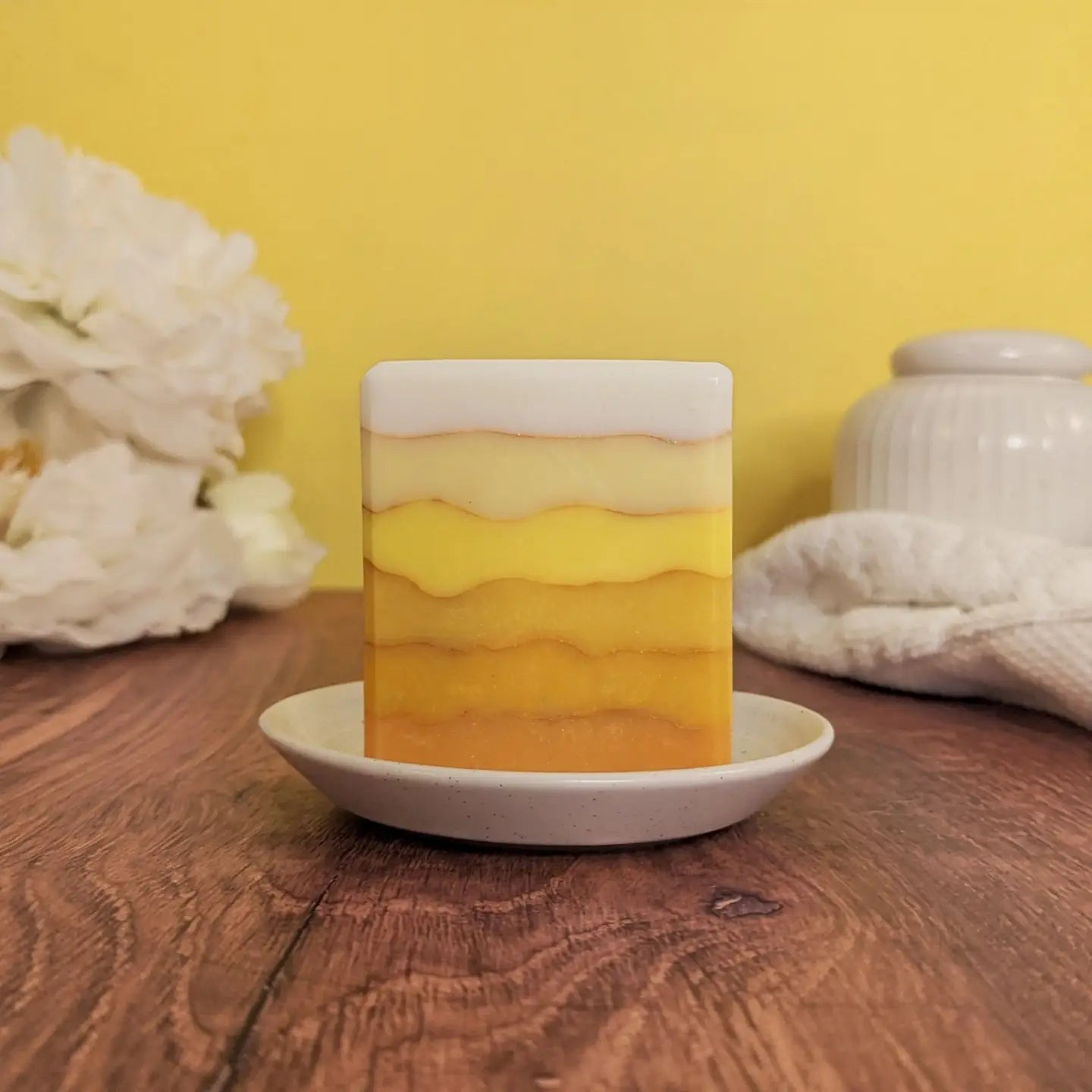yellow with waves Goat milk soap