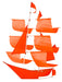 Bright red Sailing Ship Kite by Haptic Lab, featuring multiple sails and a sleek design, perfect for flying in strong winds.