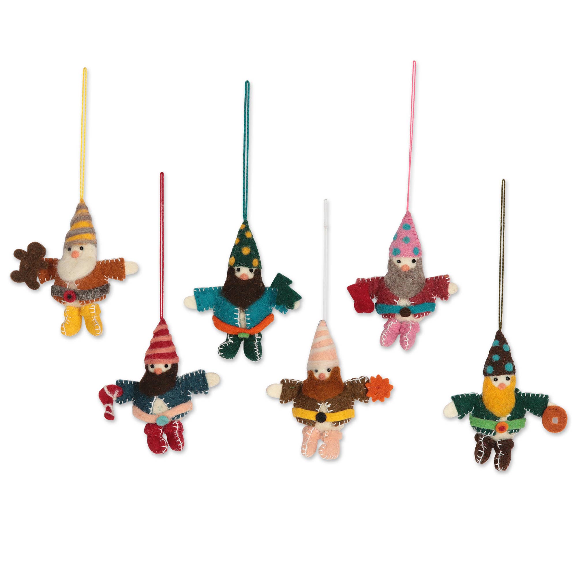 Glad Tiding Gnomes Wool Ornaments