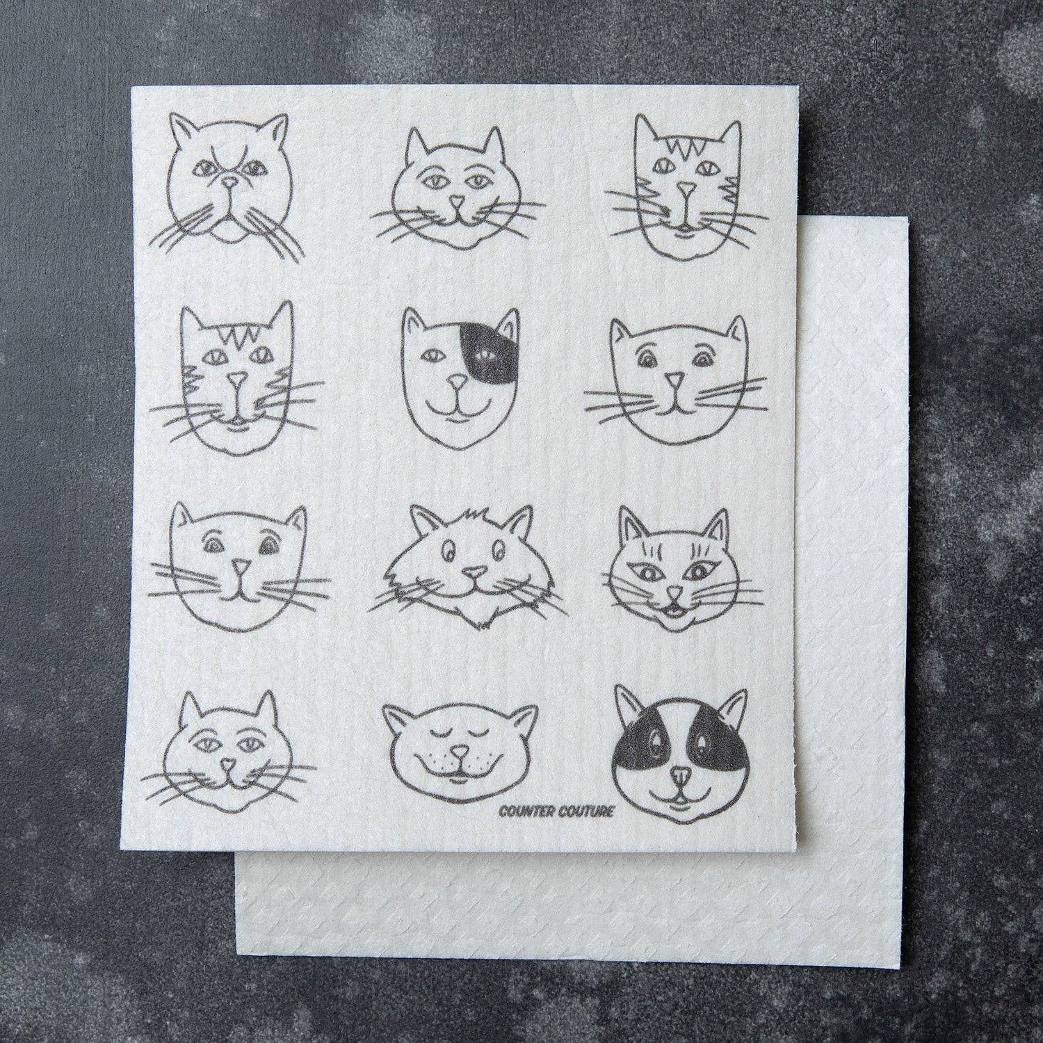 Swedish Dishcloth, Cat Faces — Eco-Friendly Cat Kitchen