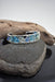 Modern wire woven eco glass cuff bracelet showcasing aqua and seafoam tones, handcrafted with recycled glass, perfect for ocean-inspired jewelry lovers.