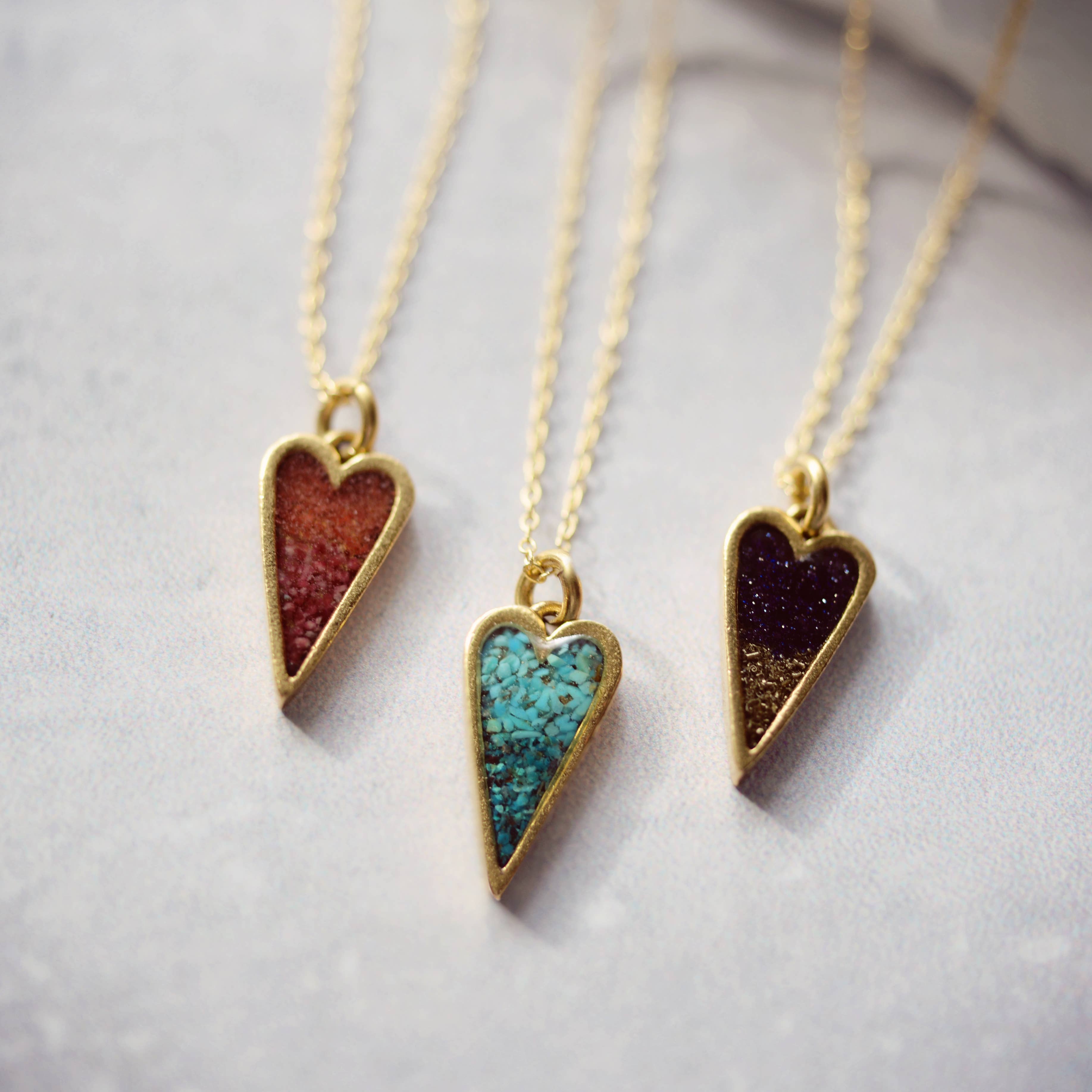 Gradient Gemstone Heart Necklace