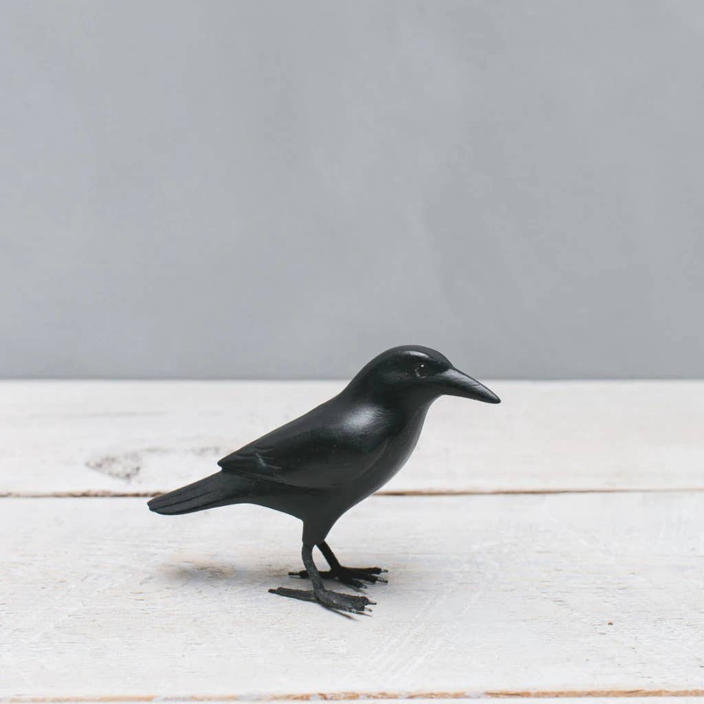 Mini Crow | Hand Carved Wood Sculpture | 3.5"H