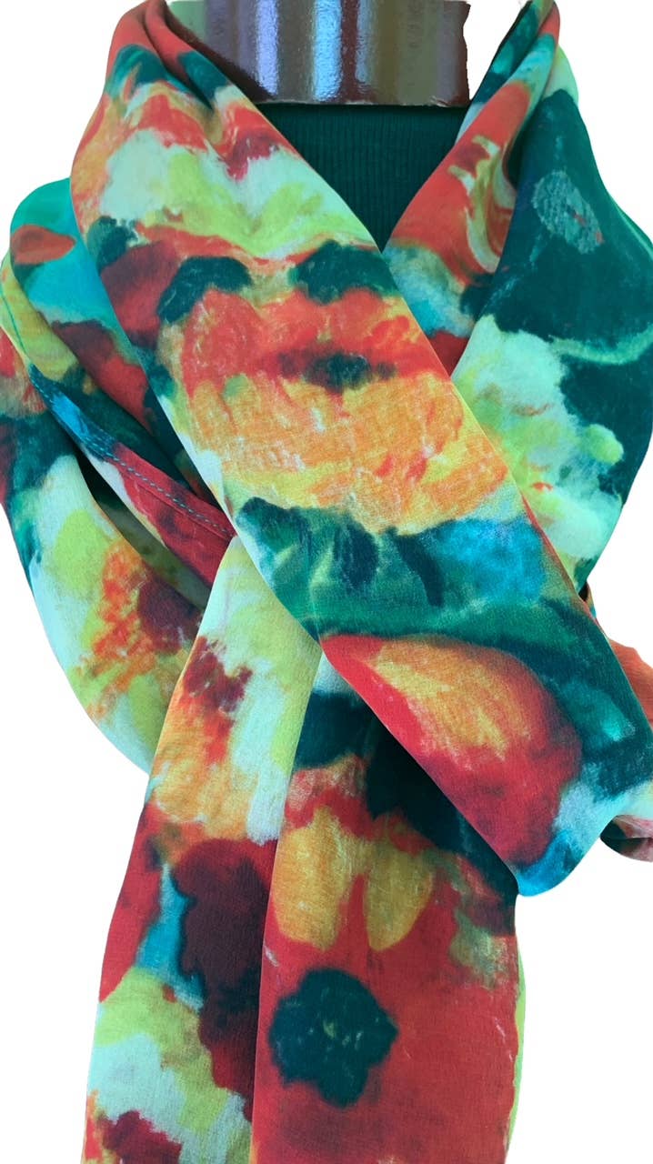 Plenty of Poppies silk scarf by Nina J, limited-edition wearable art inspired by nature