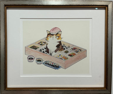 Colorful illustration of Wasabi by Mari Minjoe, featuring whimsical scenes created with pen, ink, and watercolor, showcasing her unique artistic style.