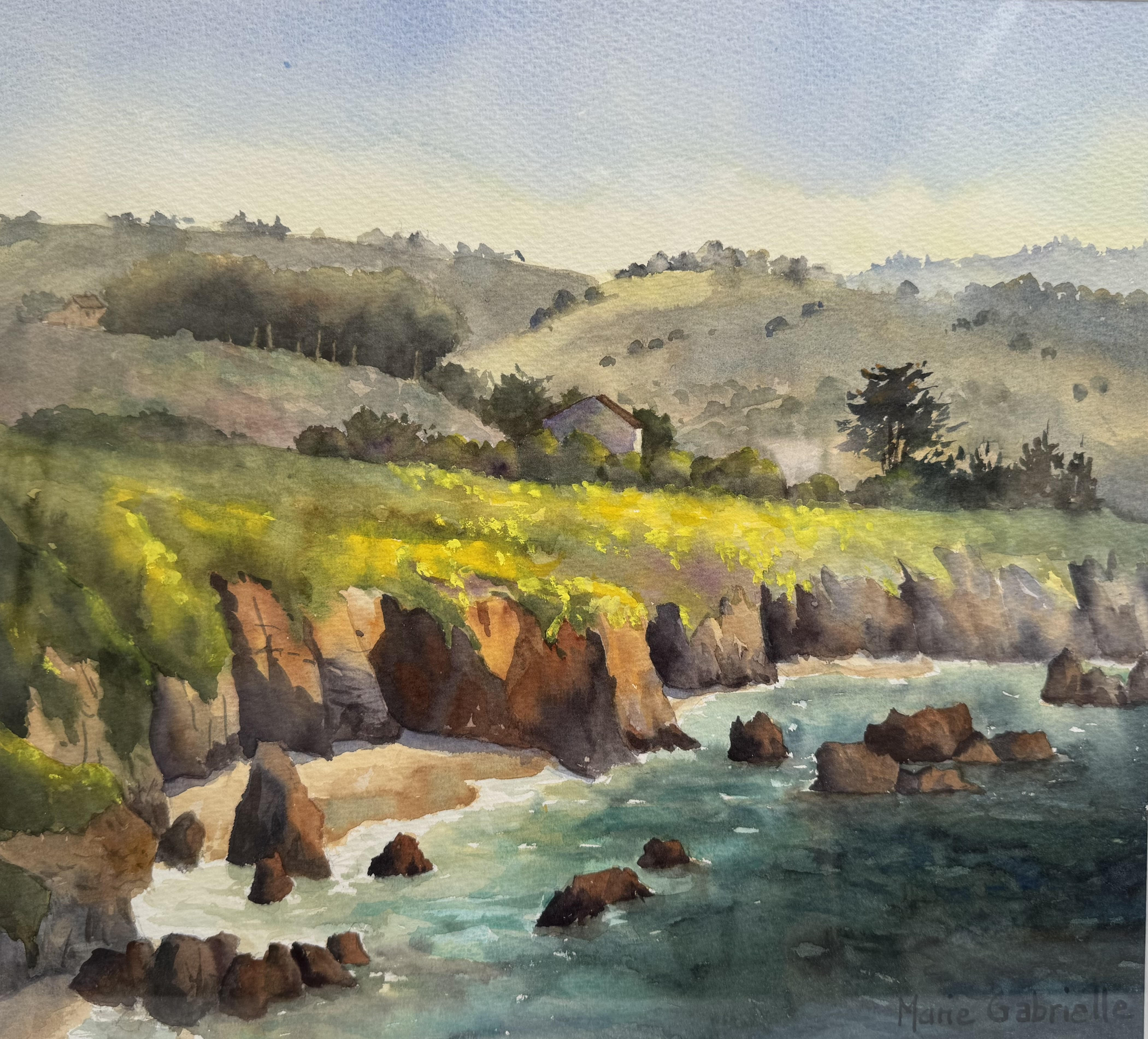 Pacific Coast| Original Framed Watercolor | 21" x 22"