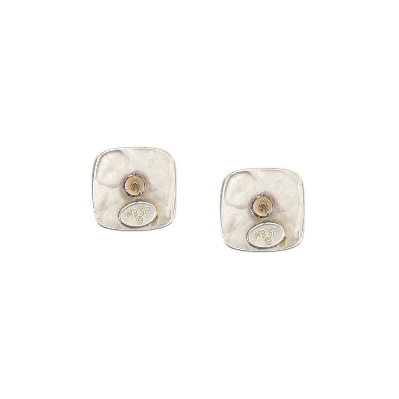 Small Dished Disc with Domed Rounded Square Post Earrings by Marjorie Baer, handcrafted jewelry made in California