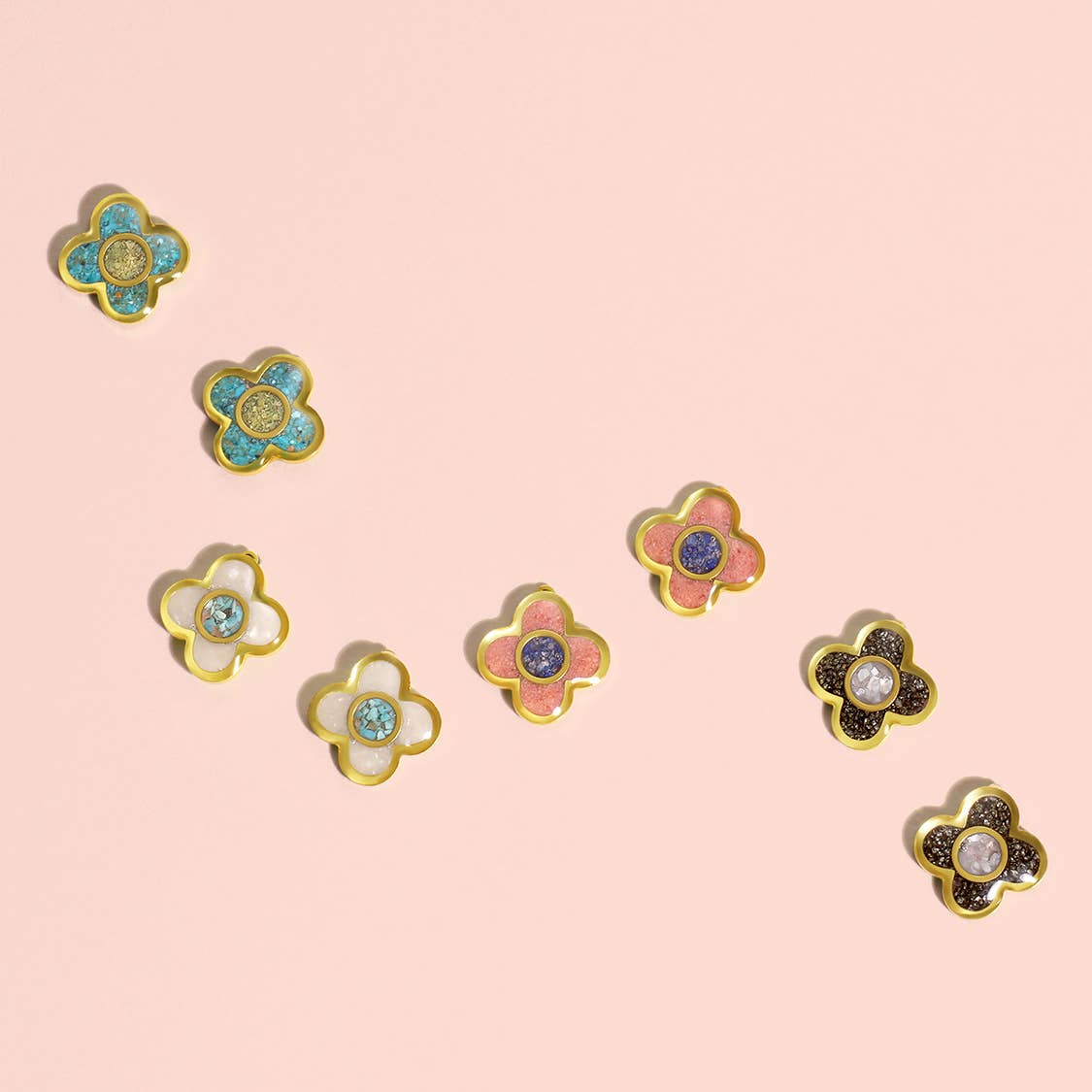 The Bloom Earrings, crushed stone and resin flower studs