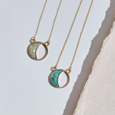 gemstone crescent moon necklace