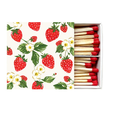 Celebration Candle Matches with a vibrant strawberry pattern, designed by Abigail Jayne Design, reflecting the unique watercolor style of their premium stationery products.