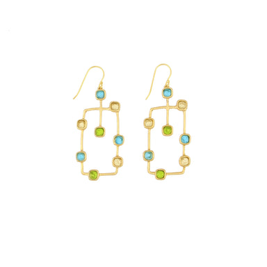 colored glass rectangle earrings