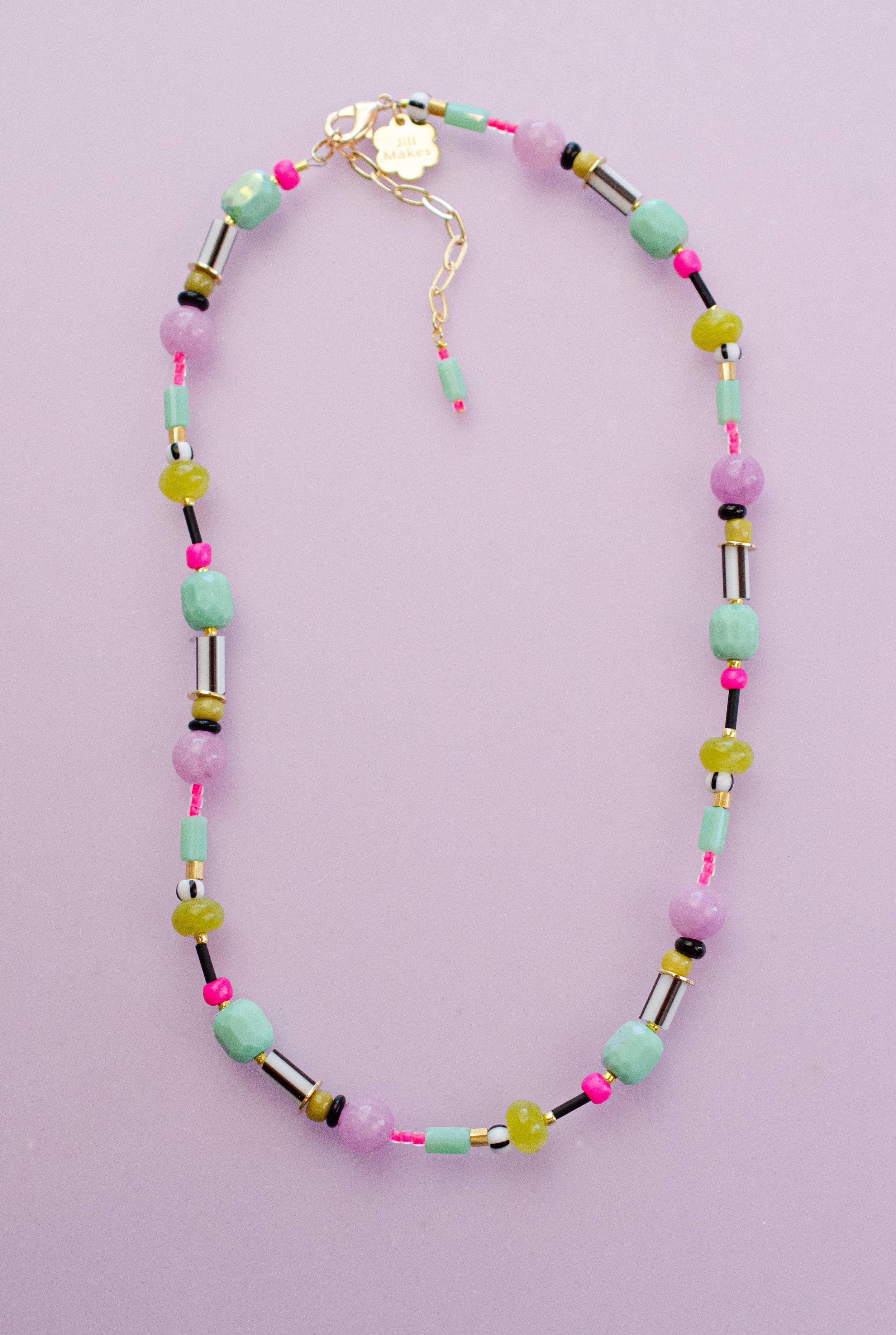 Neon beaded gold filled necklace