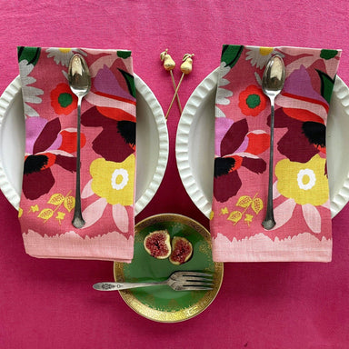 Garden Napkin Set of 4 by Elizabeth Grubaugh - Beautifully screen printed cotton napkins, ideal for lively dining occasions.