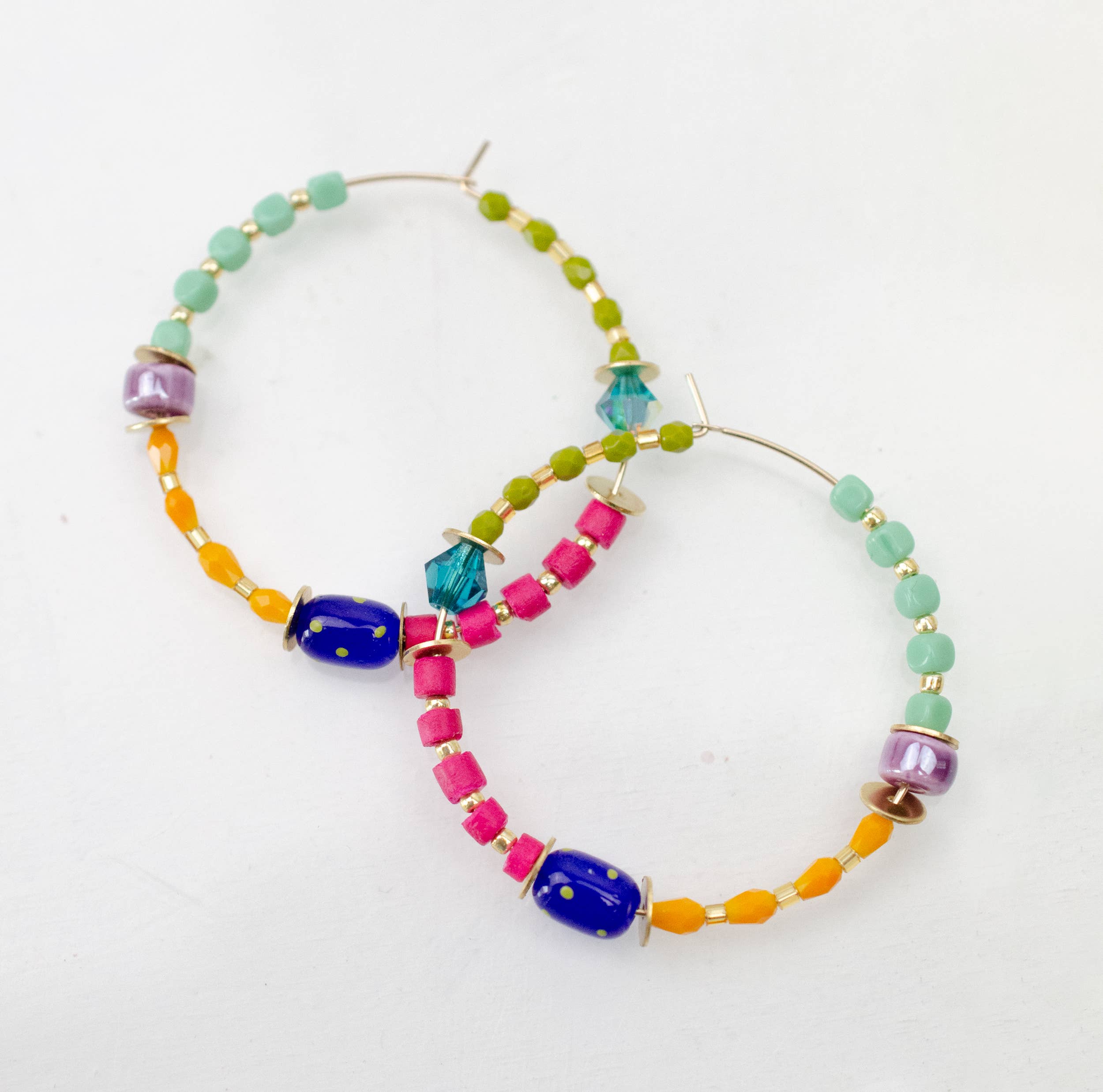 Large Colorful Beaded Earrings