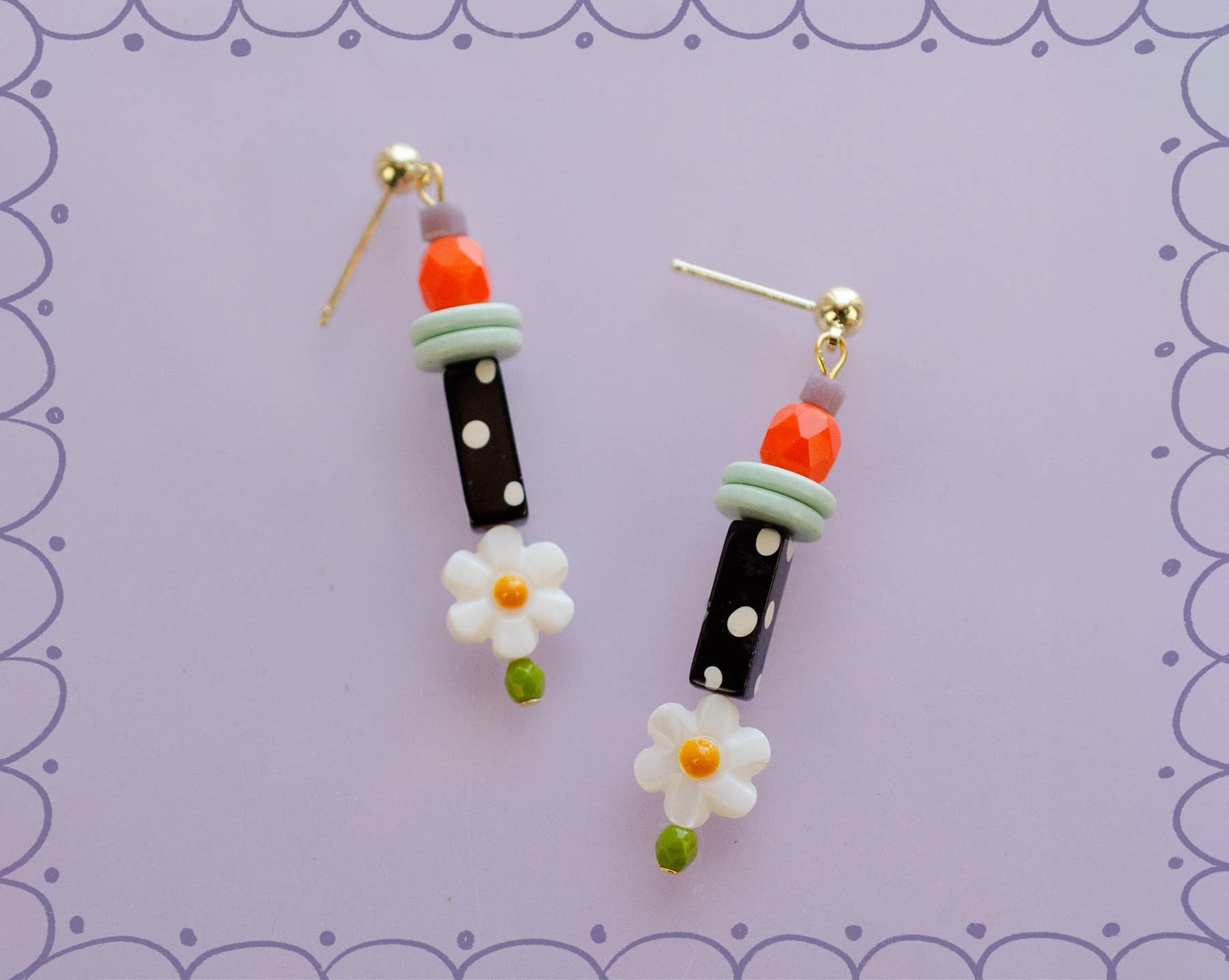Black and White Polka Dot Earrings
