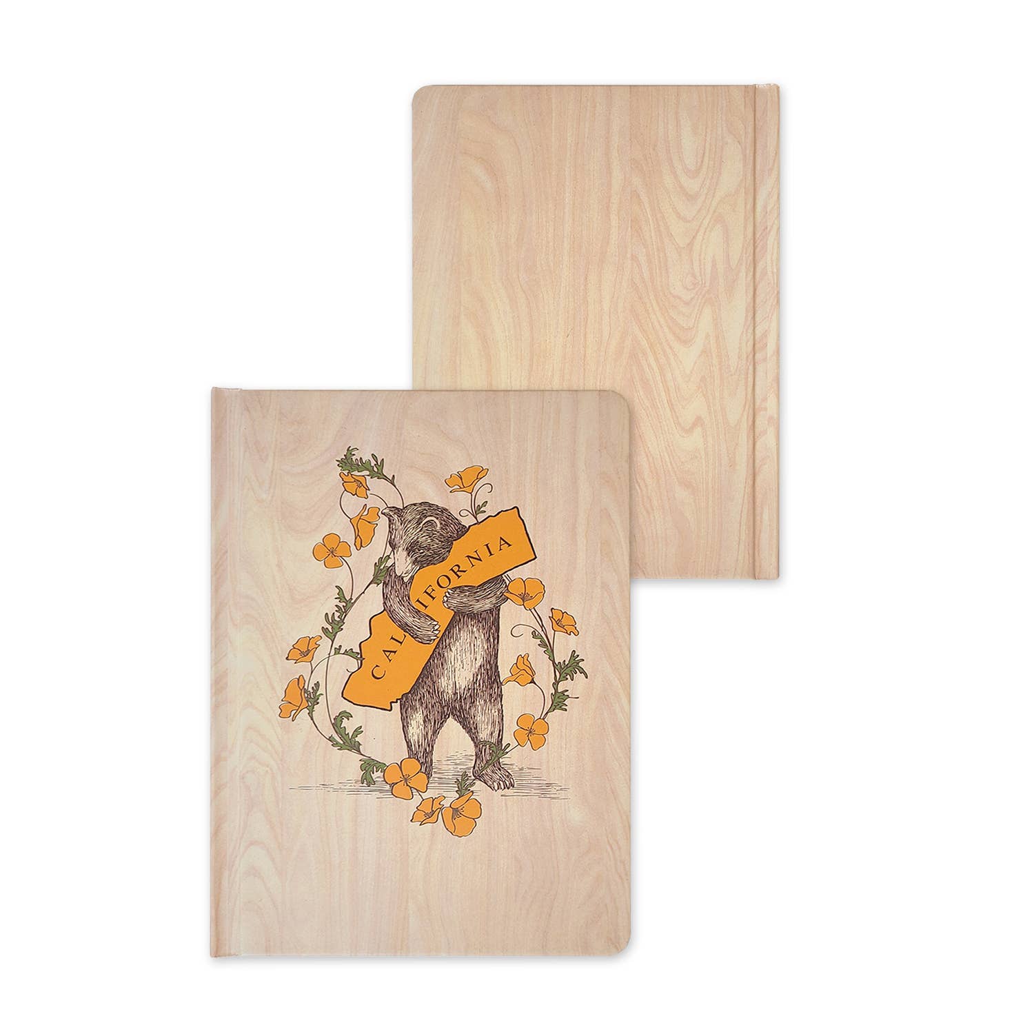 California Bear Hug Hardcover Journal by SF Mercantile showcasing the cover design with a bear and floral embellishments, emphasizing California's natural beauty.