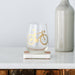 wine glass with gold bicycle print